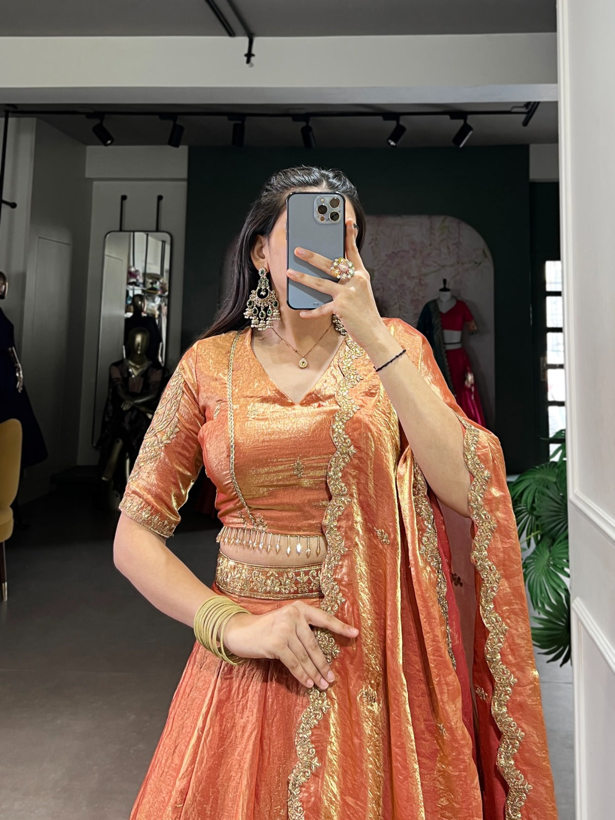 Pastel Fendi Silk Lehenga Choli with Sequins Embroidery & Lace Work | 5 Meter Flair