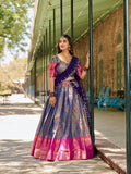 Kanjivaram Silk Half Saree with Zari Weaving & Embroidered Dupatta | Traditional Festive Wear