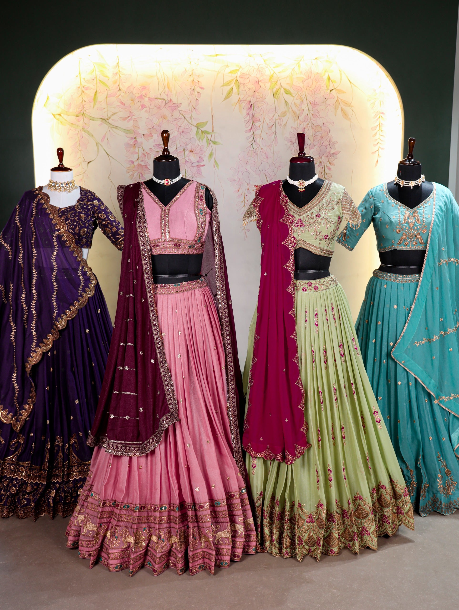 Aqua Star Georgette Lehenga Choli with Zari, Sequins & Resham Embroidery