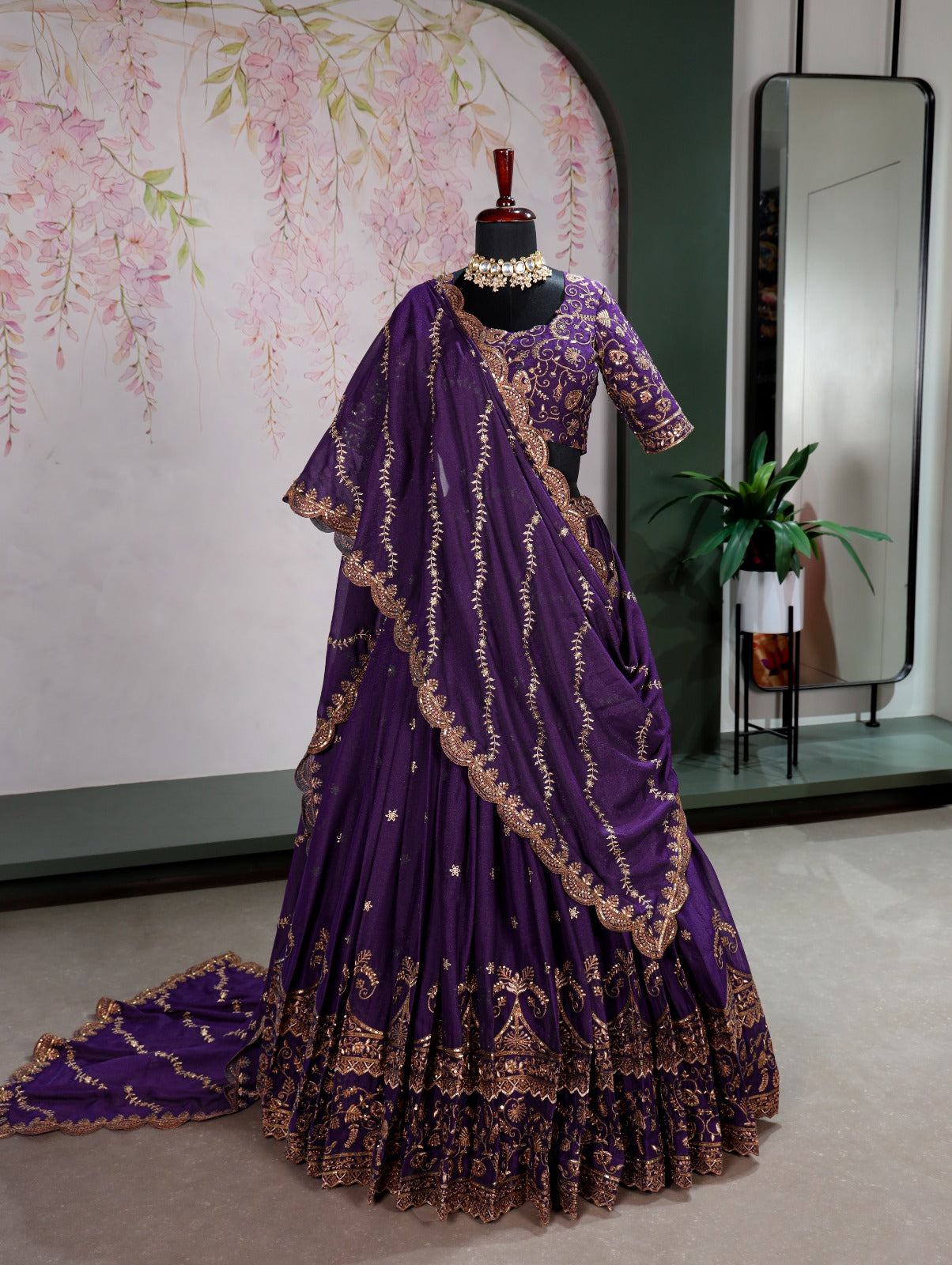 Aqua Star Georgette Lehenga Choli with Zari, Sequins & Resham Embroidery