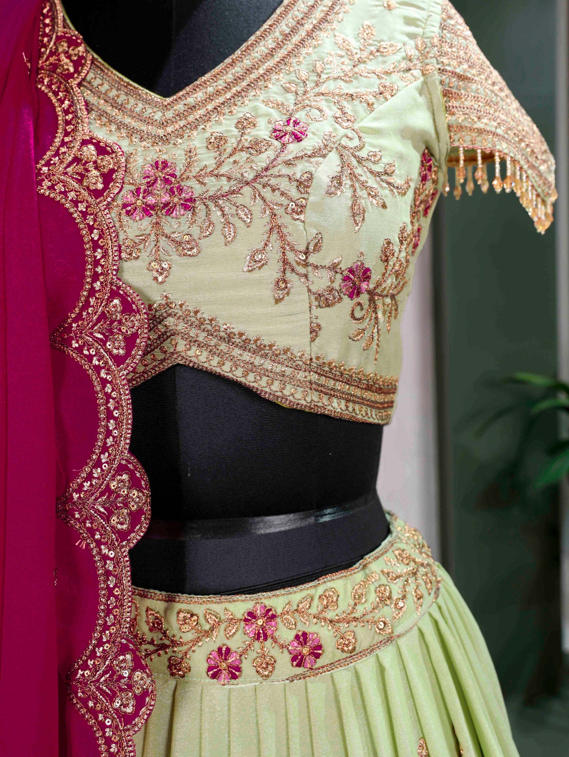 Aqua Star Georgette Lehenga Choli with Zari, Sequins & Resham Embroidery