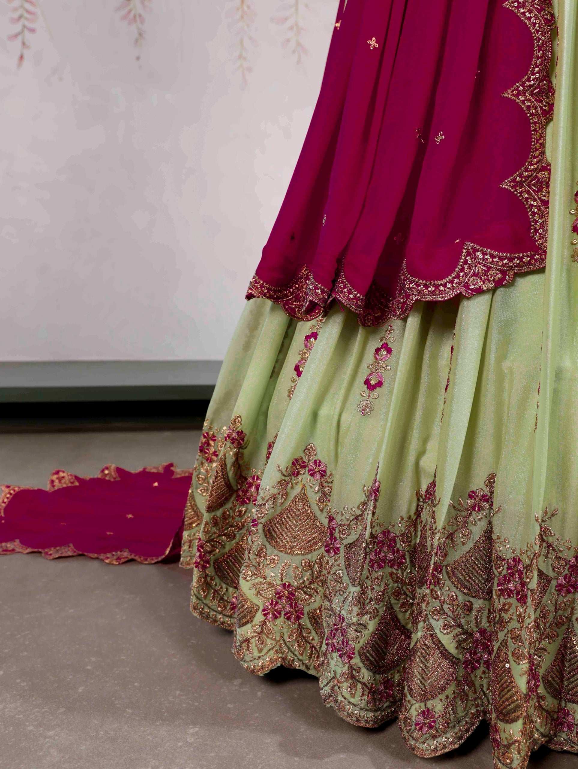 Aqua Star Georgette Lehenga Choli with Zari, Sequins & Resham Embroidery