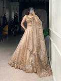 Gold Crush Lehenga Choli with Embroidered Blouse & Dupatta | 5 Meter Flair