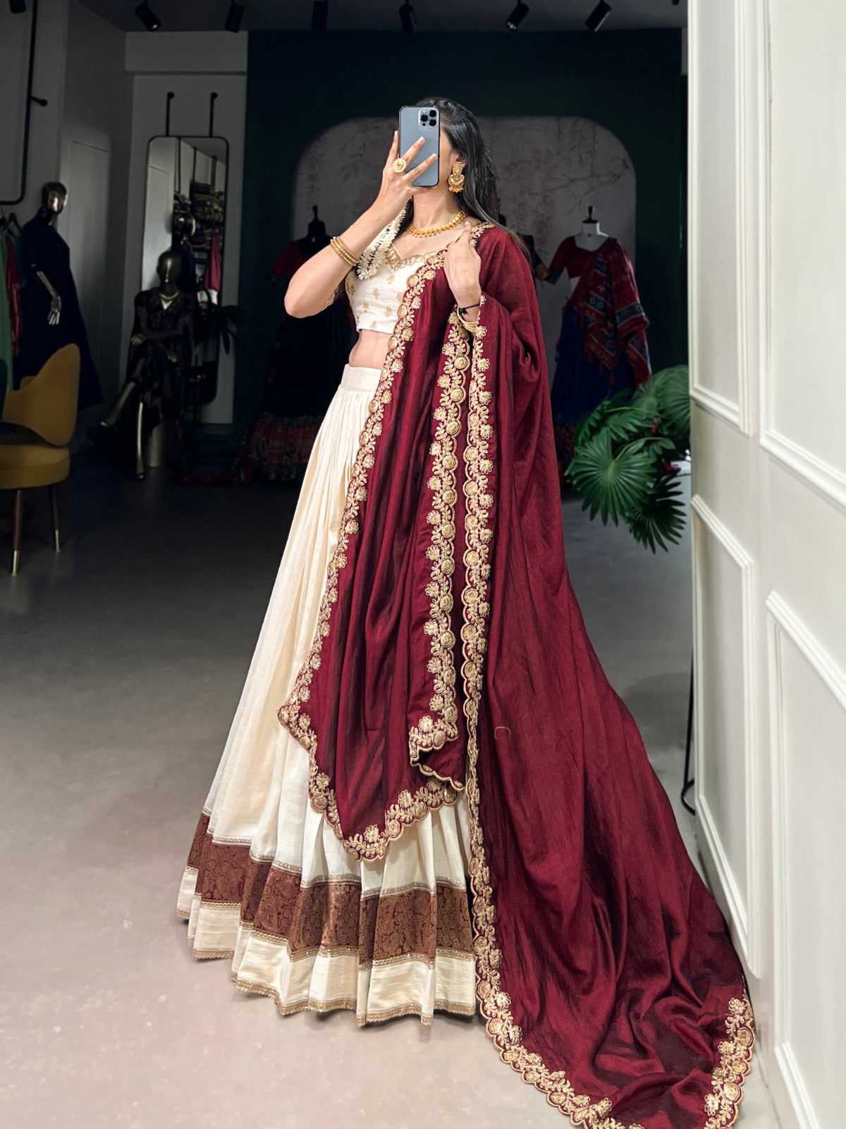 Vichitra Silk Lehenga Choli with Zari Weaving & Sequins Lace Border | Wedding & Festive Wear