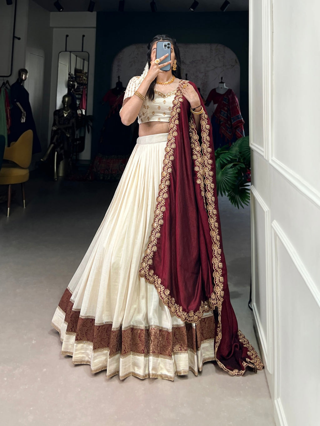 Vichitra Silk Lehenga Choli with Zari Weaving & Sequins Lace Border | Wedding & Festive Wear