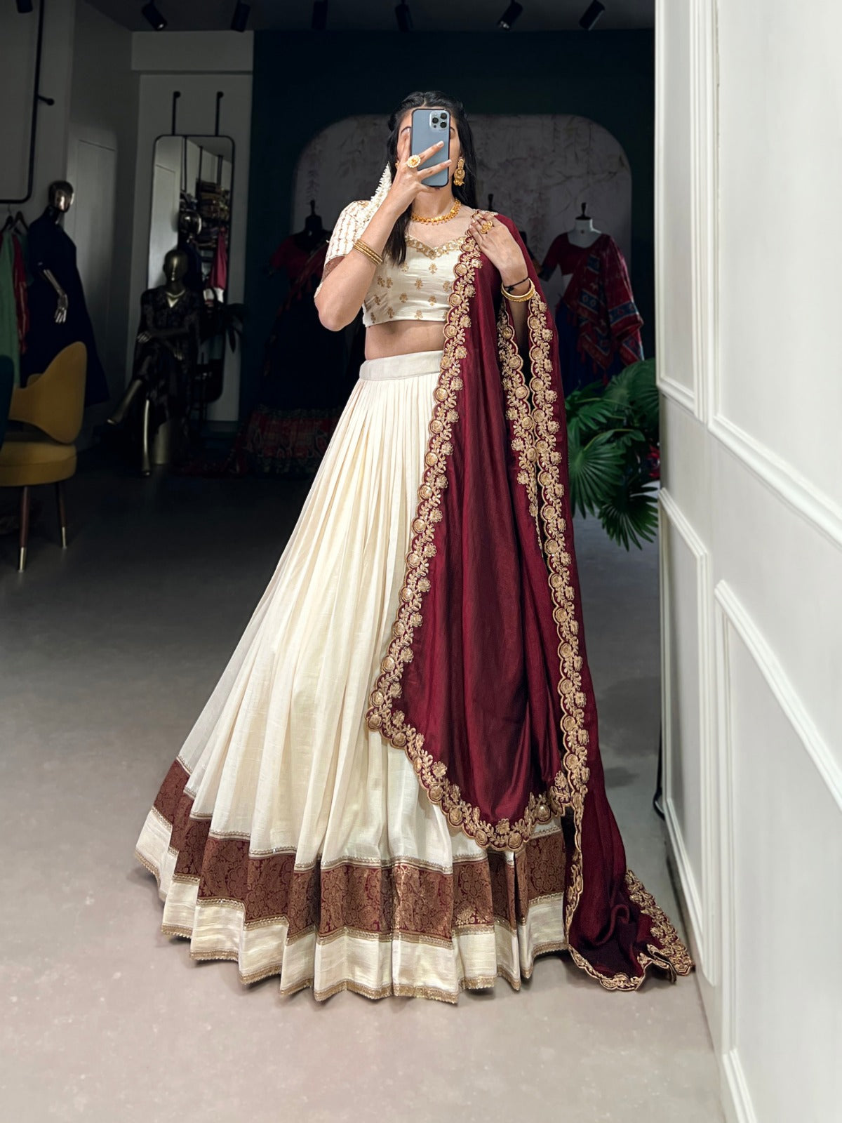 Vichitra Silk Lehenga Choli with Zari Weaving & Sequins Lace Border | Wedding & Festive Wear
