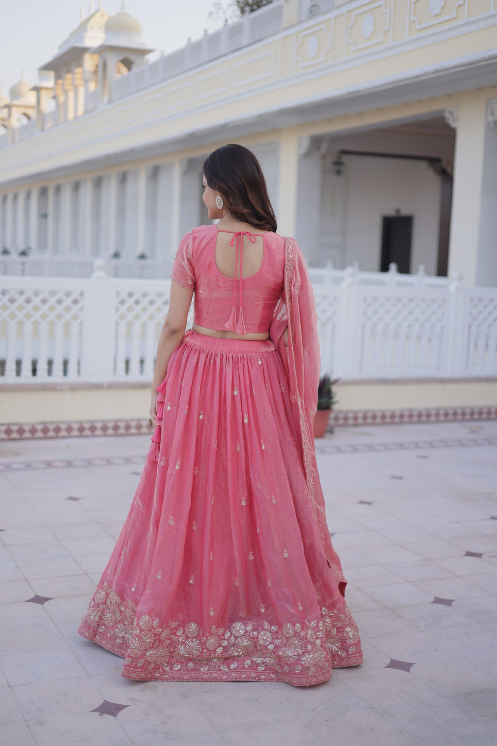 Fendi Silk Lehenga Choli with Heavy Sequins & Zari Embroidery | Designer Wedding & Festive Wear