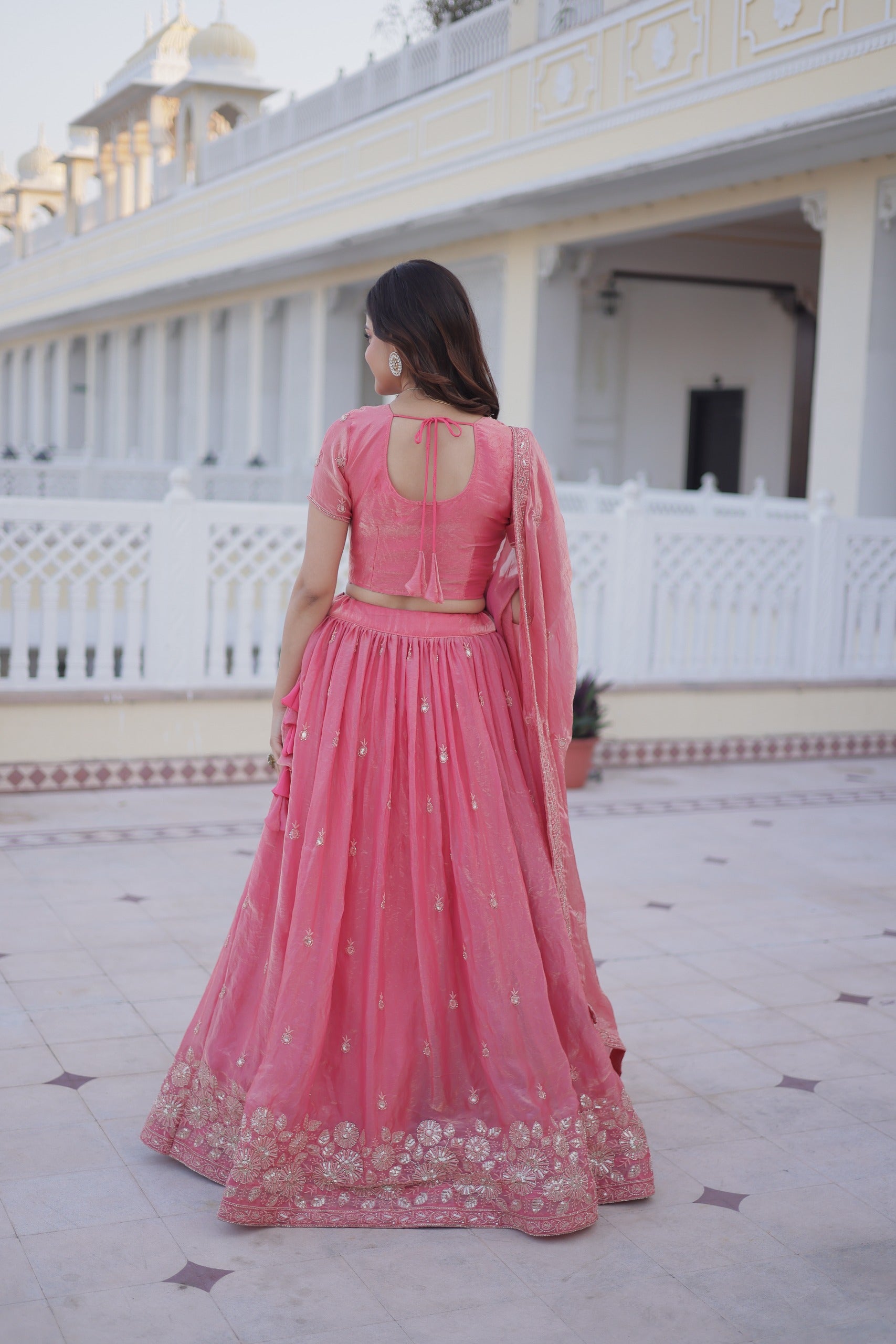 Fendi Silk Lehenga Choli with Heavy Sequins & Zari Embroidery | Designer Wedding & Festive Wear
