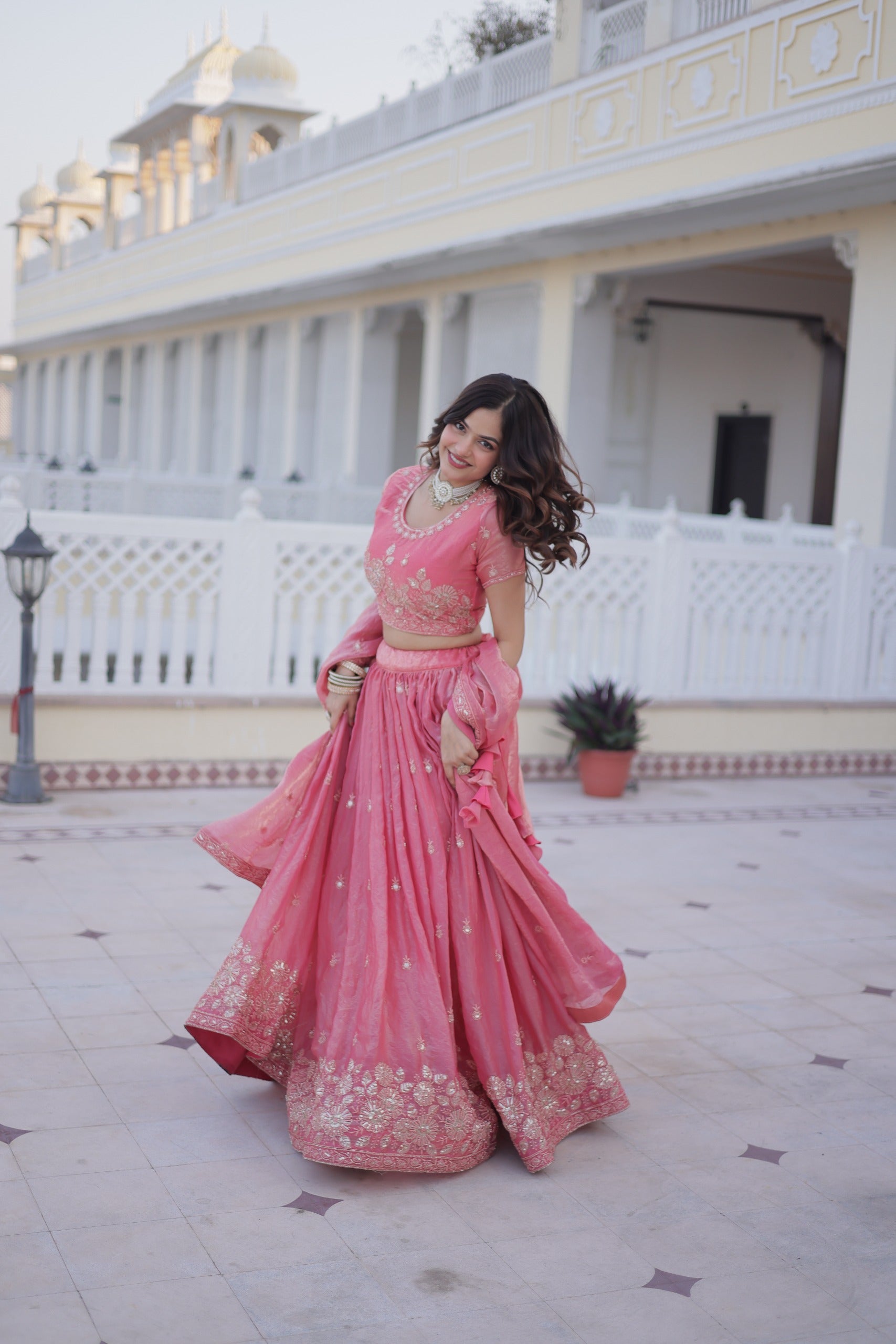 Fendi Silk Lehenga Choli with Heavy Sequins & Zari Embroidery | Designer Wedding & Festive Wear