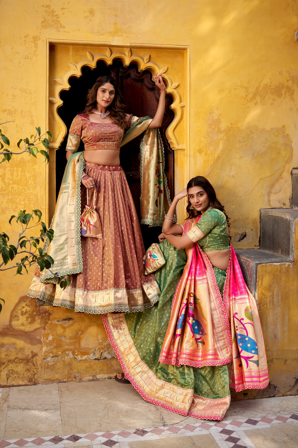 Paithani Shimmer Organza Lehenga Choli with Zari Weaving & Jacquard Silk Dupatta