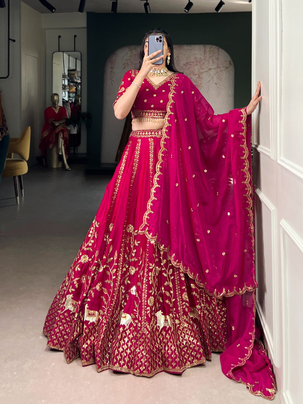 Natural Silk Pink Lehenga Choli with Sequins & Thread Embroidery | Wedding & Bridal Wear
