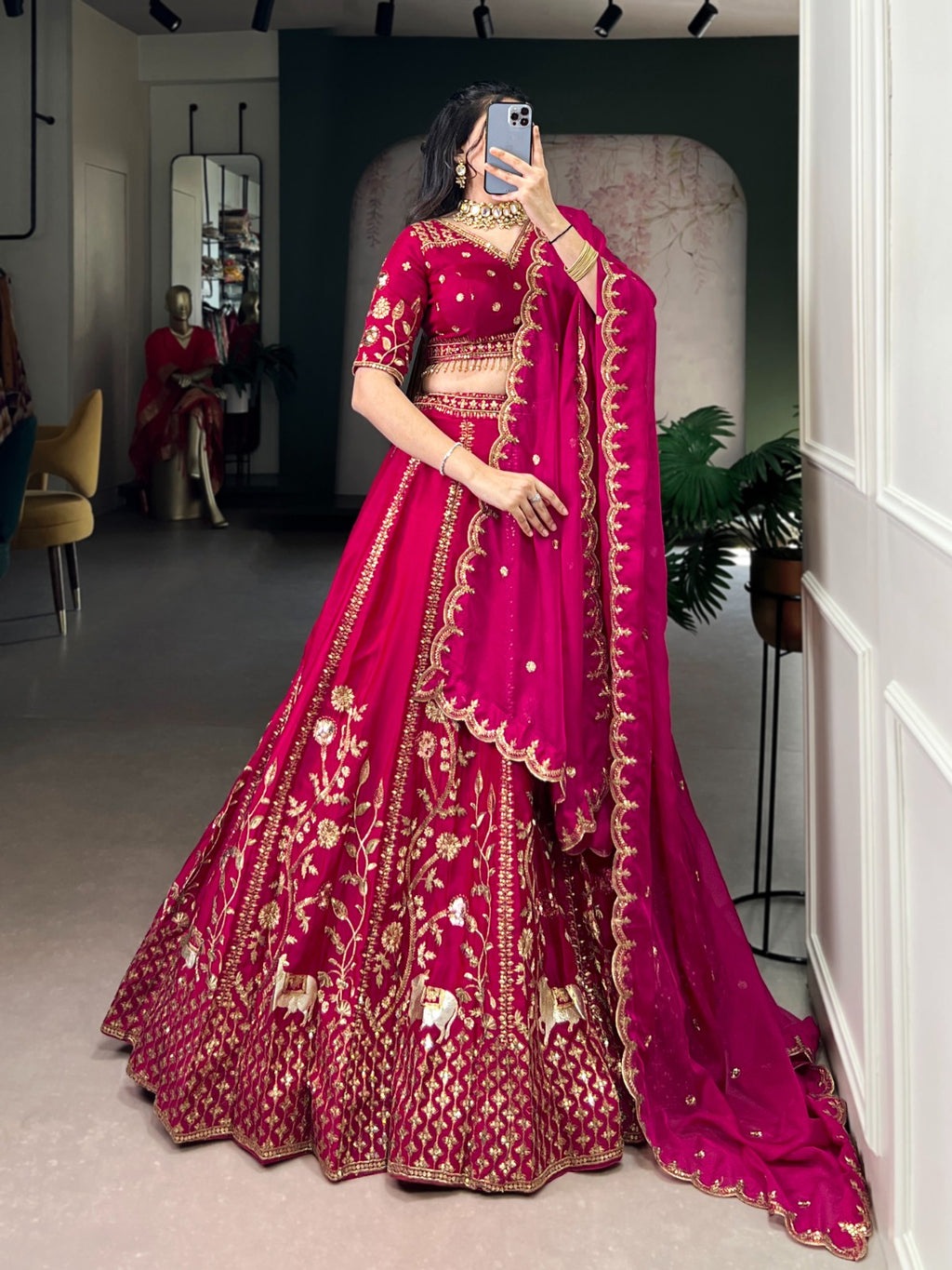 Natural Silk Pink Lehenga Choli with Sequins & Thread Embroidery | Wedding & Bridal Wear