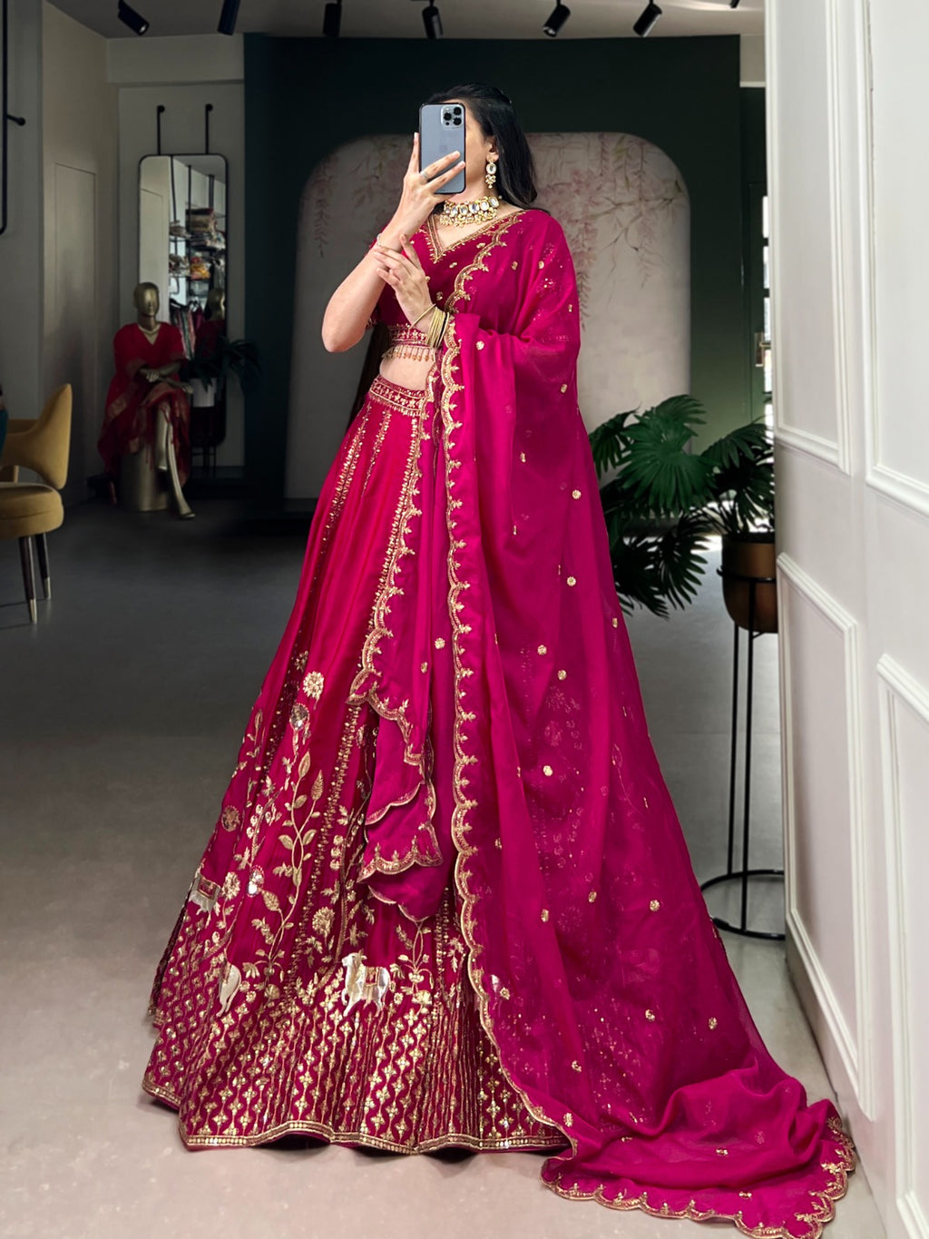 Natural Silk Pink Lehenga Choli with Sequins & Thread Embroidery | Wedding & Bridal Wear