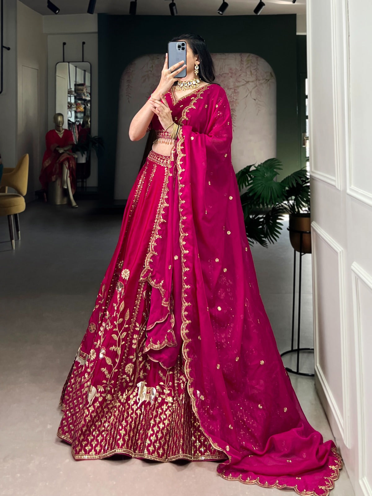 Natural Silk Pink Lehenga Choli with Sequins & Thread Embroidery | Wedding & Bridal Wear