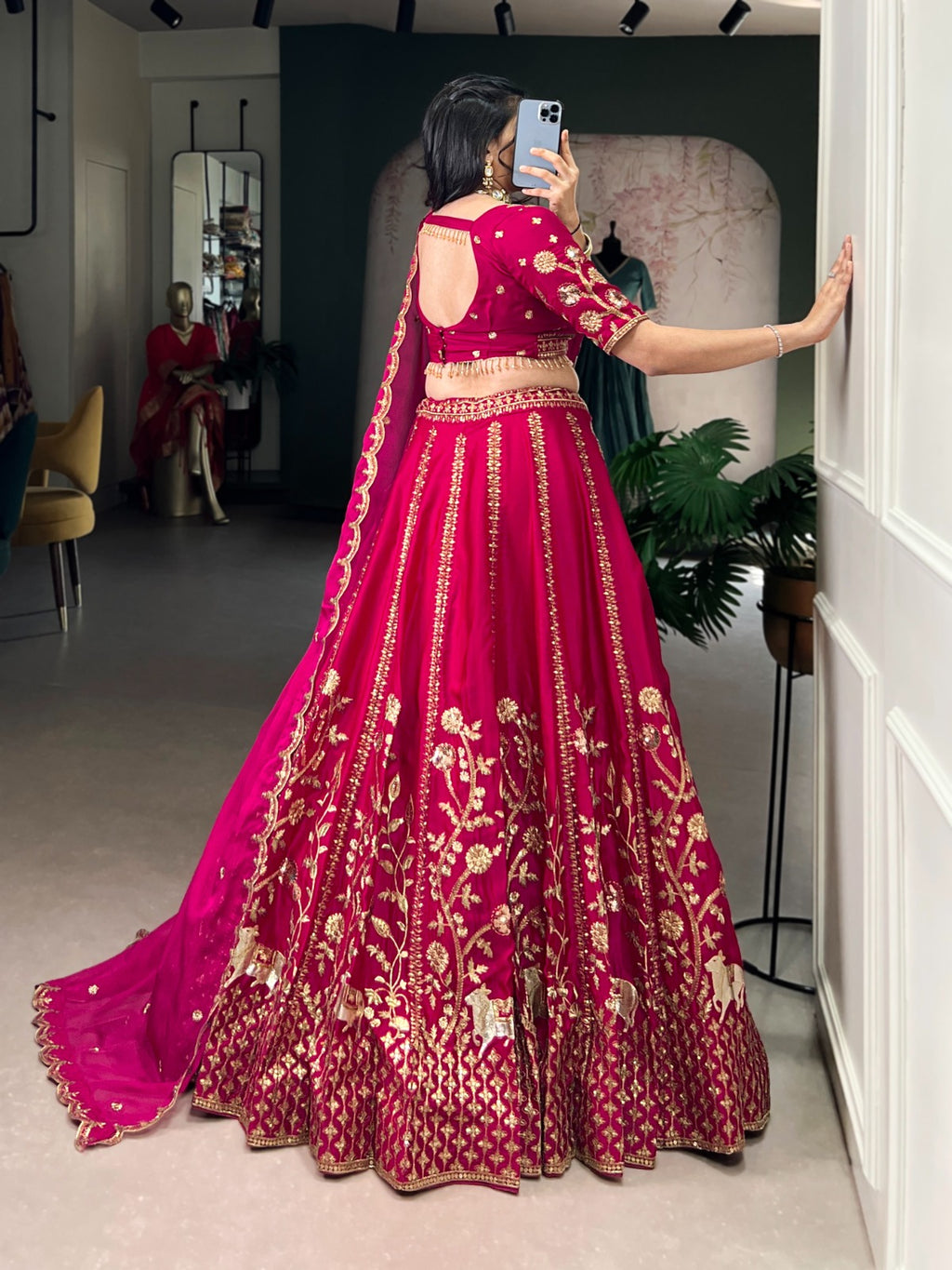 Natural Silk Pink Lehenga Choli with Sequins & Thread Embroidery | Wedding & Bridal Wear