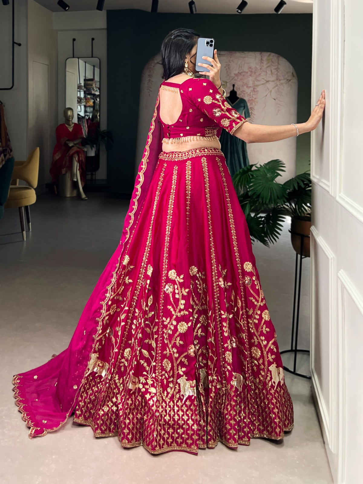 Natural Silk Pink Lehenga Choli with Sequins & Thread Embroidery | Wedding & Bridal Wear